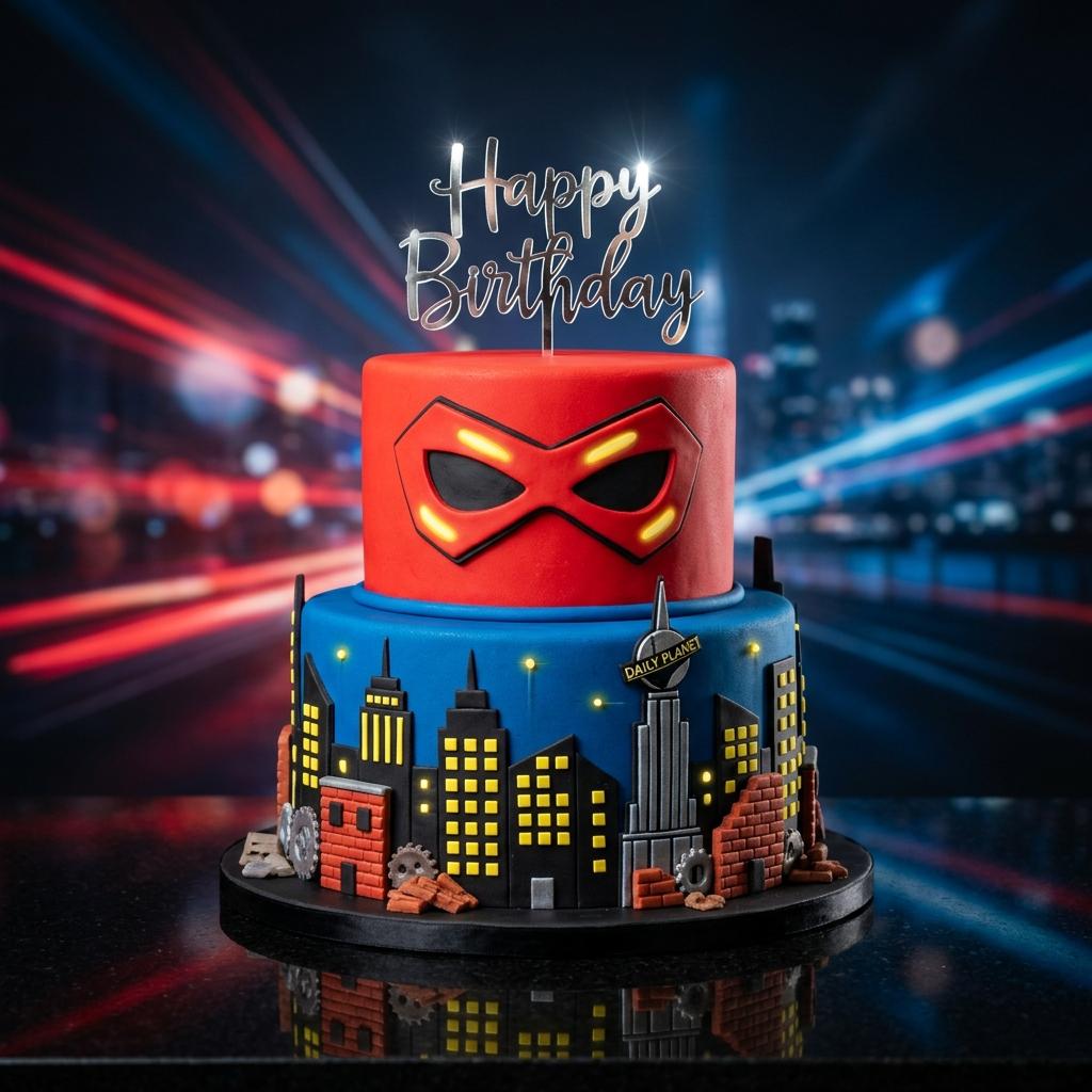 Superhero Cityscape Cake